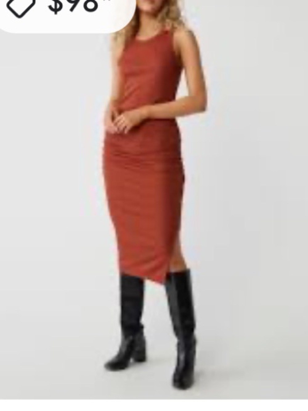 Michael Stars Wren Rust Brown Ribbed Midi Dress Women’s Medium